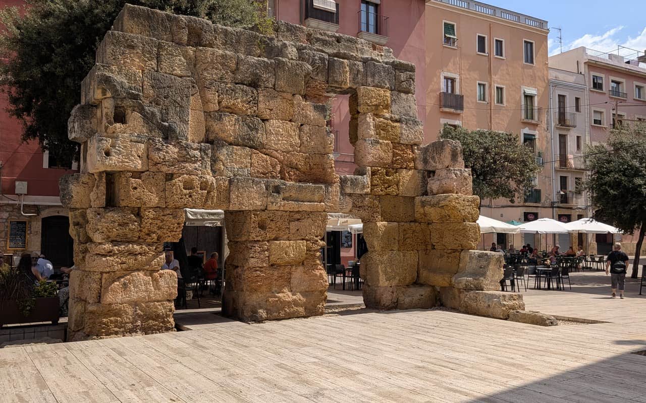 Surviving Roman wall of the Provincial Forum in Plaça del Fòrum, Tarragona