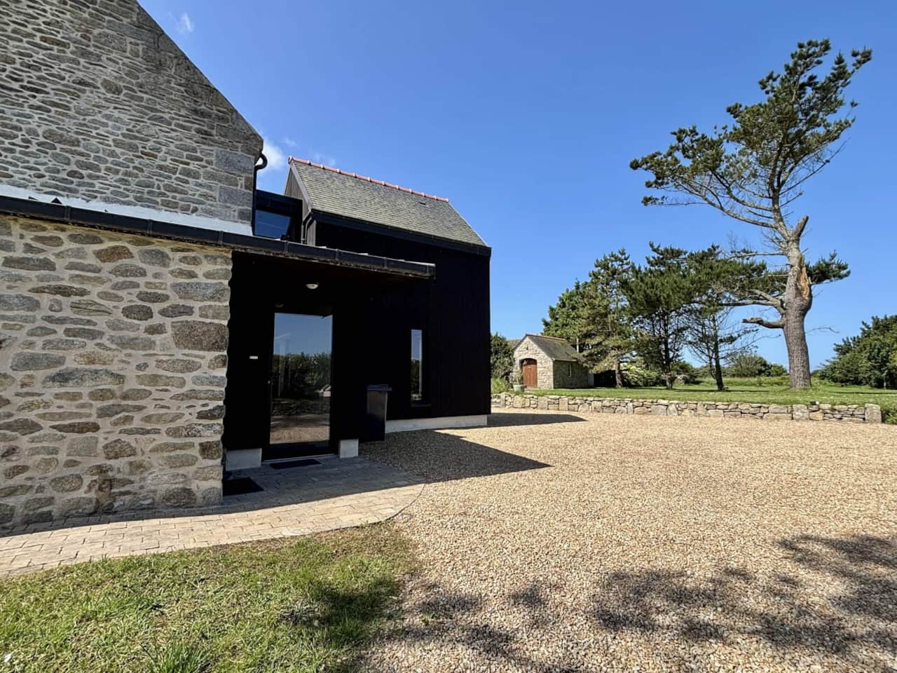 Entrance to the house: the 1838 building and the extension