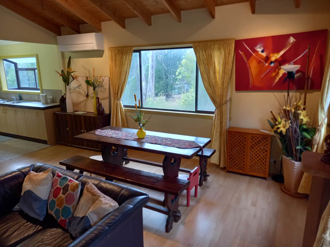 Enjoy bush scenery from dining table