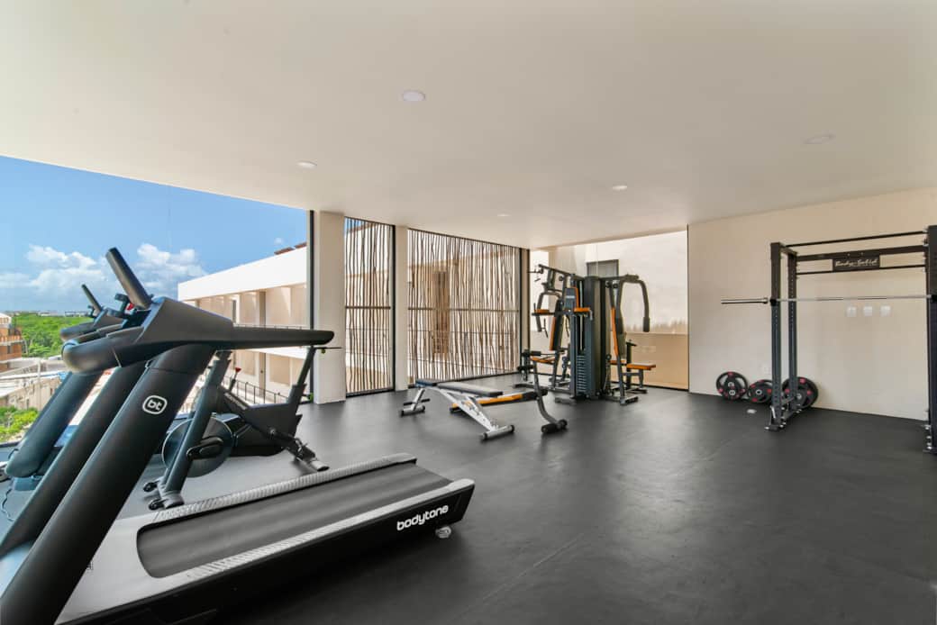 Stay active with easy access to the onsite fitness center. Stay active with easy access to the onsite fitness center.