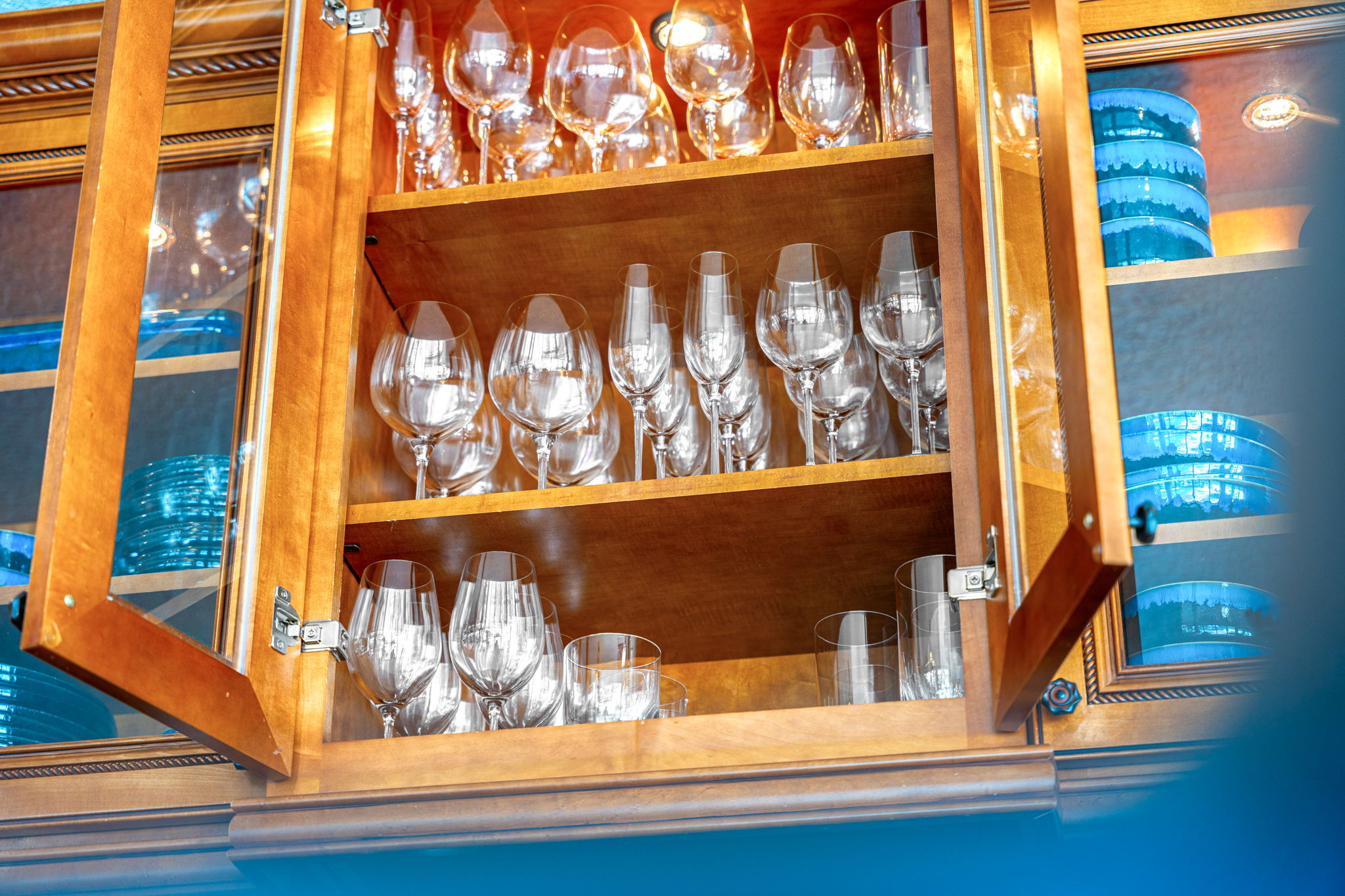Glassware available, perfect for enjoying a drink in the comfort of your home.