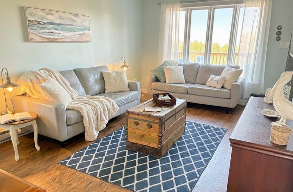 Your cozy living room, complete with games, puzzles and TV with multiple streaming channels