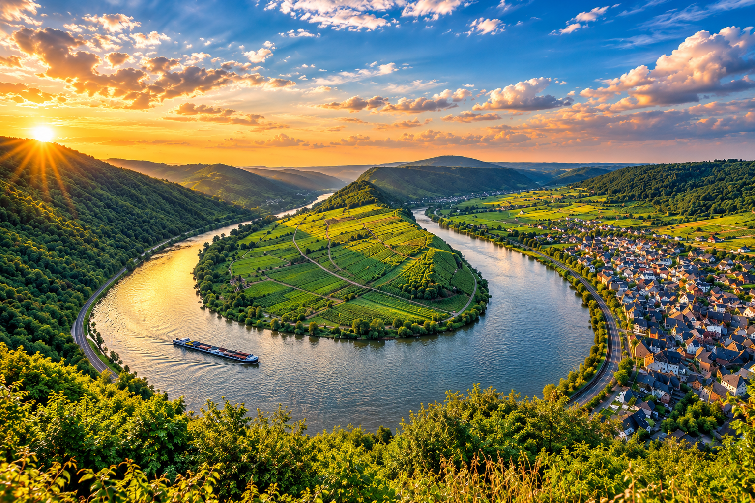 Blick über die Mosel und die Weinberge