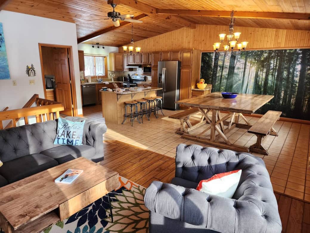 Open floor plan, living room #1, kitchen and dining