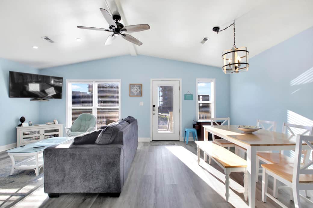 Enter into an open concept living area. Enter into an open concept living area.