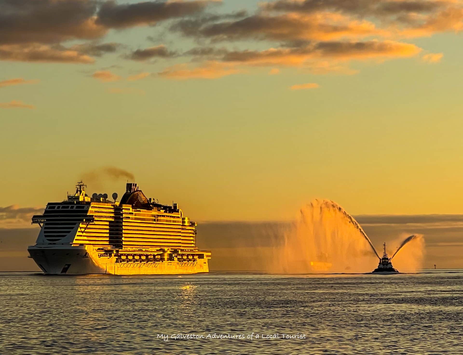 MSC cruise ship docked at the Port of Galveston Texas cruise terminal