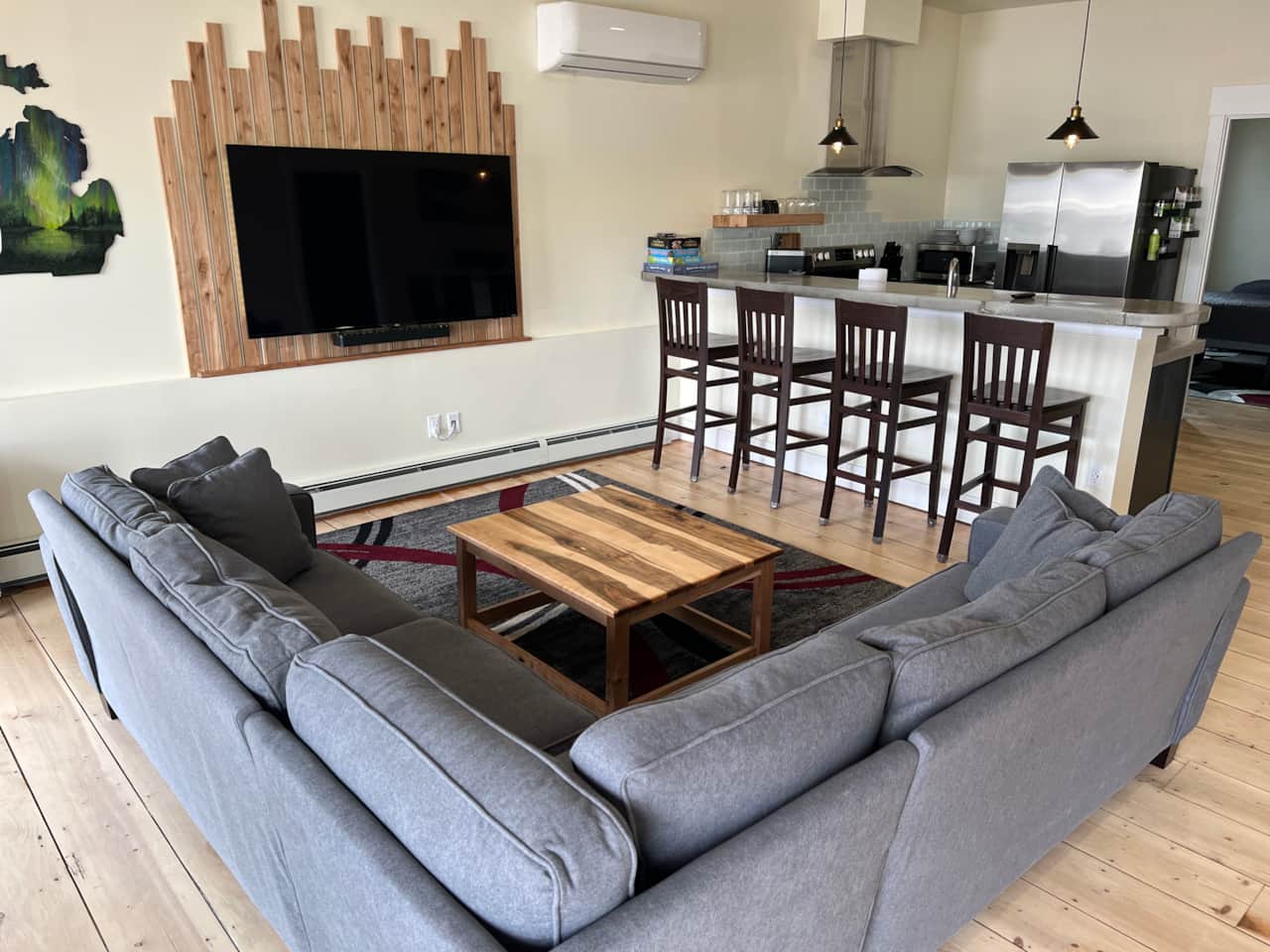 Inviting living space for many friends and family members.