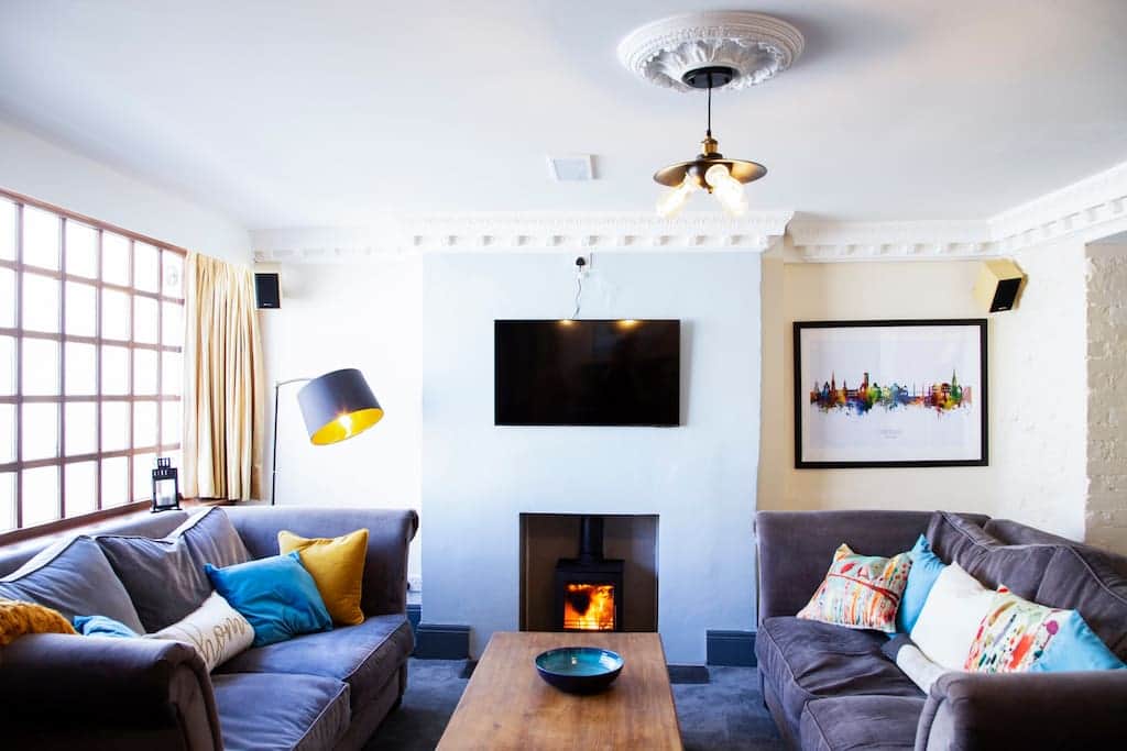 Open Plan Living Area With Wood Burning Stove