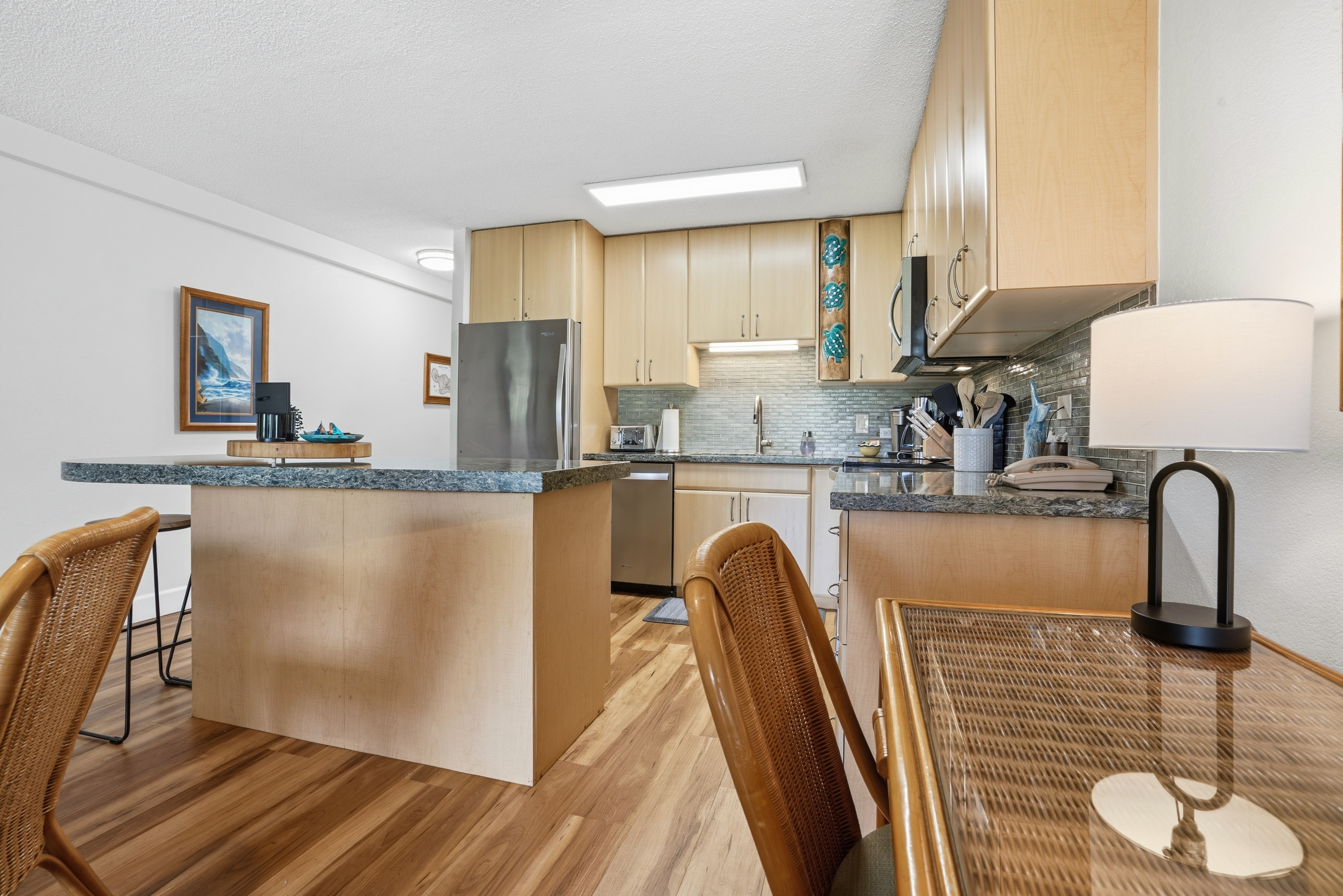 Desk and Kitchen