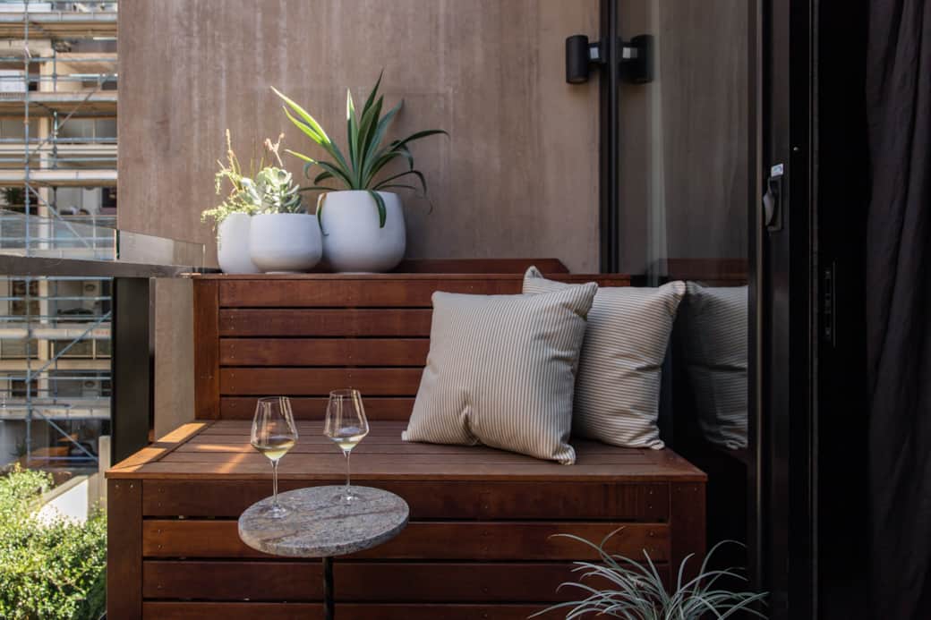 Morning coffee or evening happy hour, on the balcony Morning coffee or evening happy hour, on the balcony