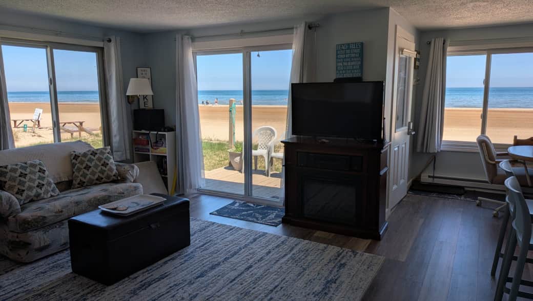 Living room, looking at beach