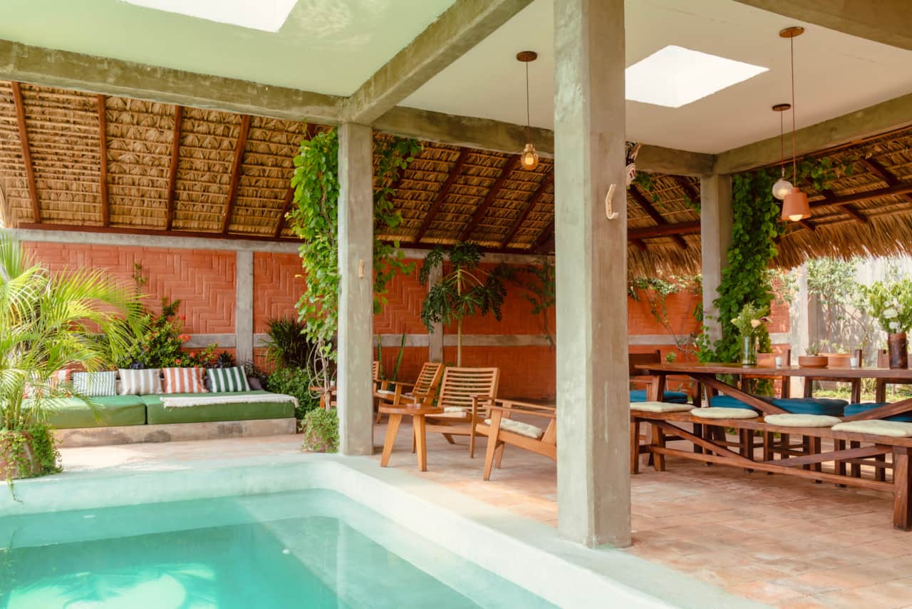 Open-air palapa with Pacific views and tropical surroundings
