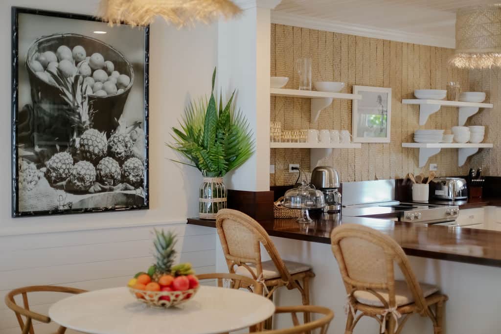 Low Tide Cottage dining area and breakfast bar at Harbour View, Harbour Island Bahamas