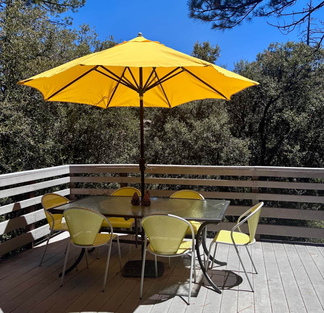 There is an umbrella for the summer months when the sun is high.