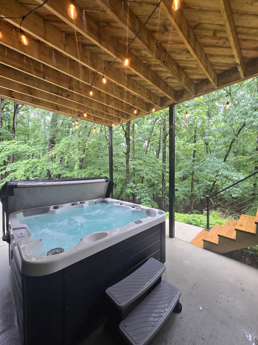 Soak in the peaceful views while soaking in the hot tub.