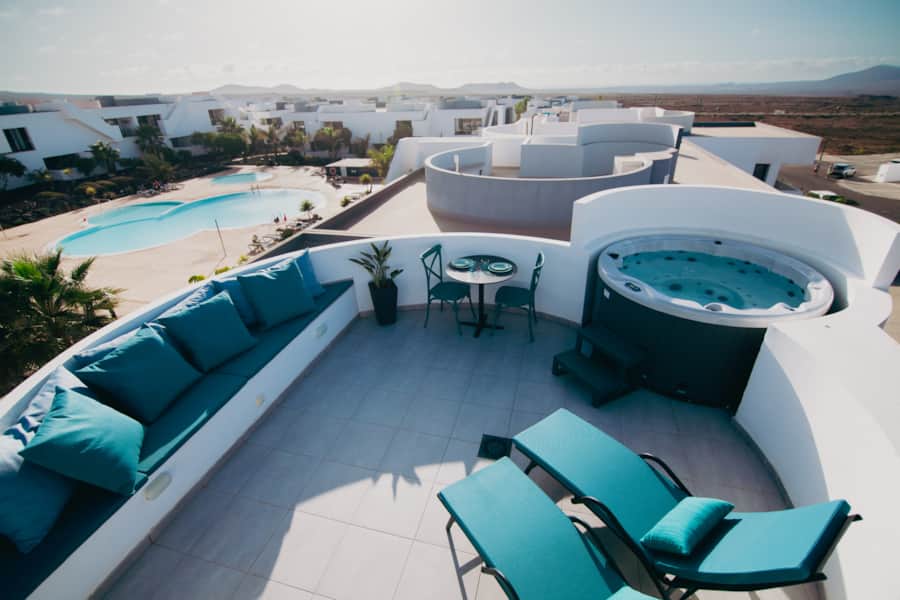 Terrazza privata con jacuzzi e vista sui vulcani a La Oliva, nord di Fuerteventura