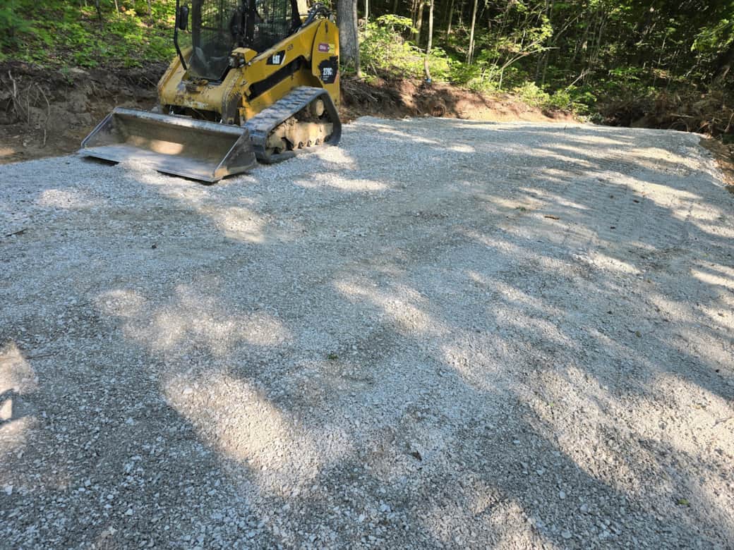 Gravel mix laid for parking.