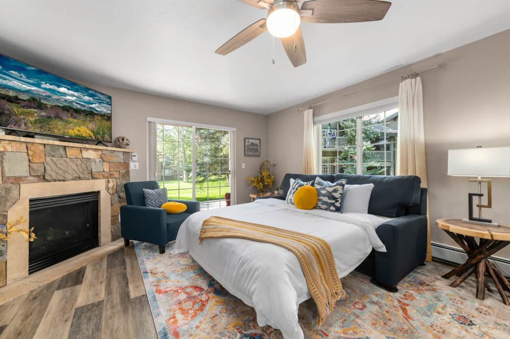 Living room couch is a queen sleeper sofa