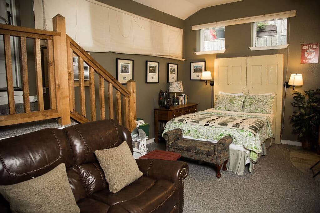 Comfortable queen size bed is the perfect relaxation spot after a full day exploring the Ozarks.