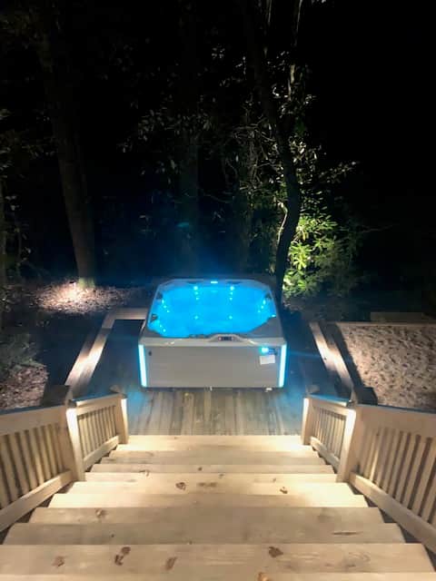 Lighted Landscaping and beautiful Hot Tub Lighted Landscaping and beautiful Hot Tub