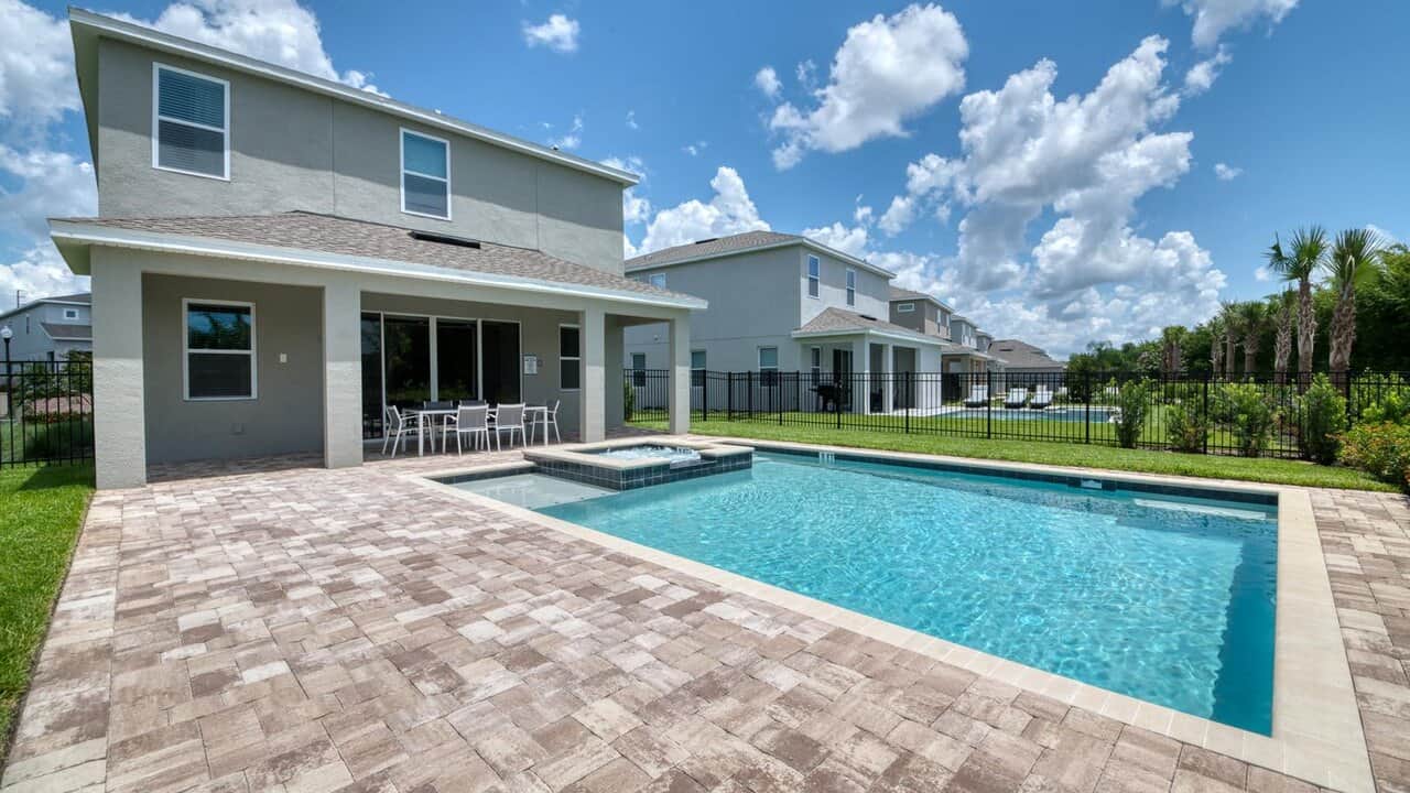 sun filled South facing pool deck