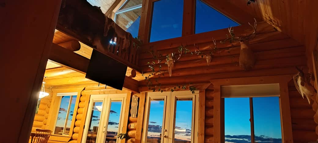 Livingroom view at dusk Livingroom view at dusk