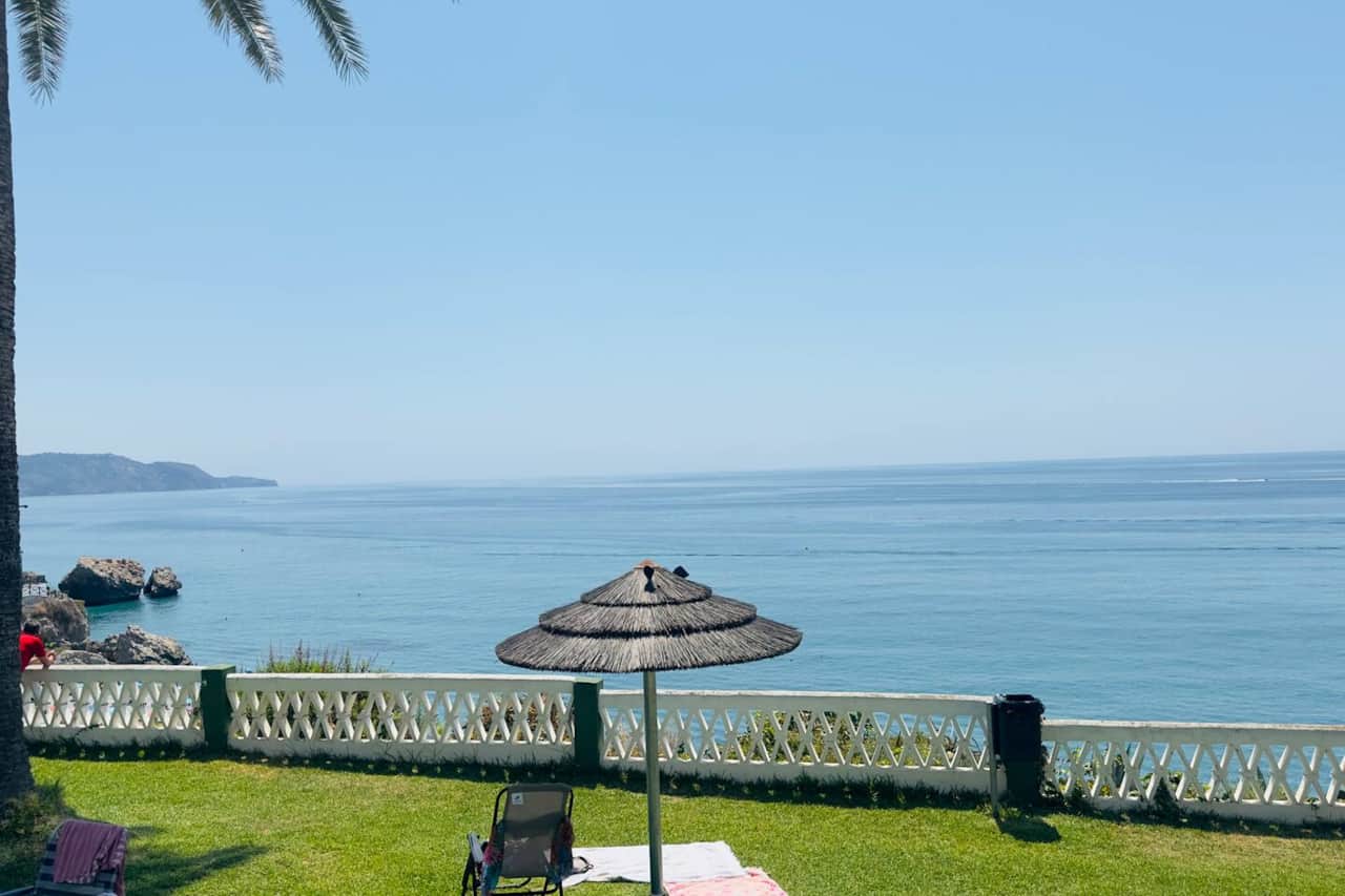 Sea views from the garden holiday apartment Nerja Costa del Sol