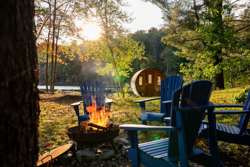 Gather around the campfire and savor the magic of the epic sunset of Sunset Lake