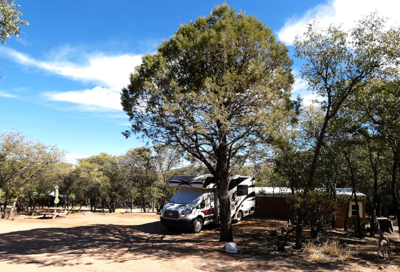 Site 1 with RV in it and site 2 next to it on the left.