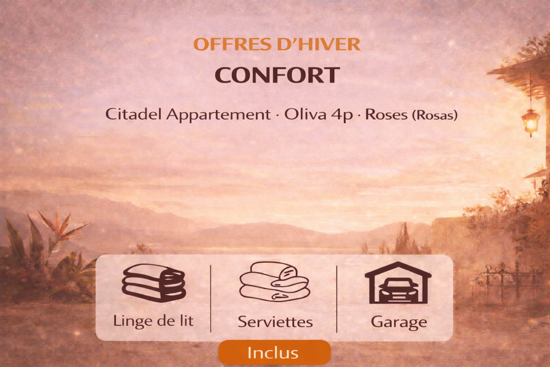 Offres hivernales confort pour le Citadel Apartment Oliva 4 personnes à Roses (Rosas), Costa Brava, Espagne