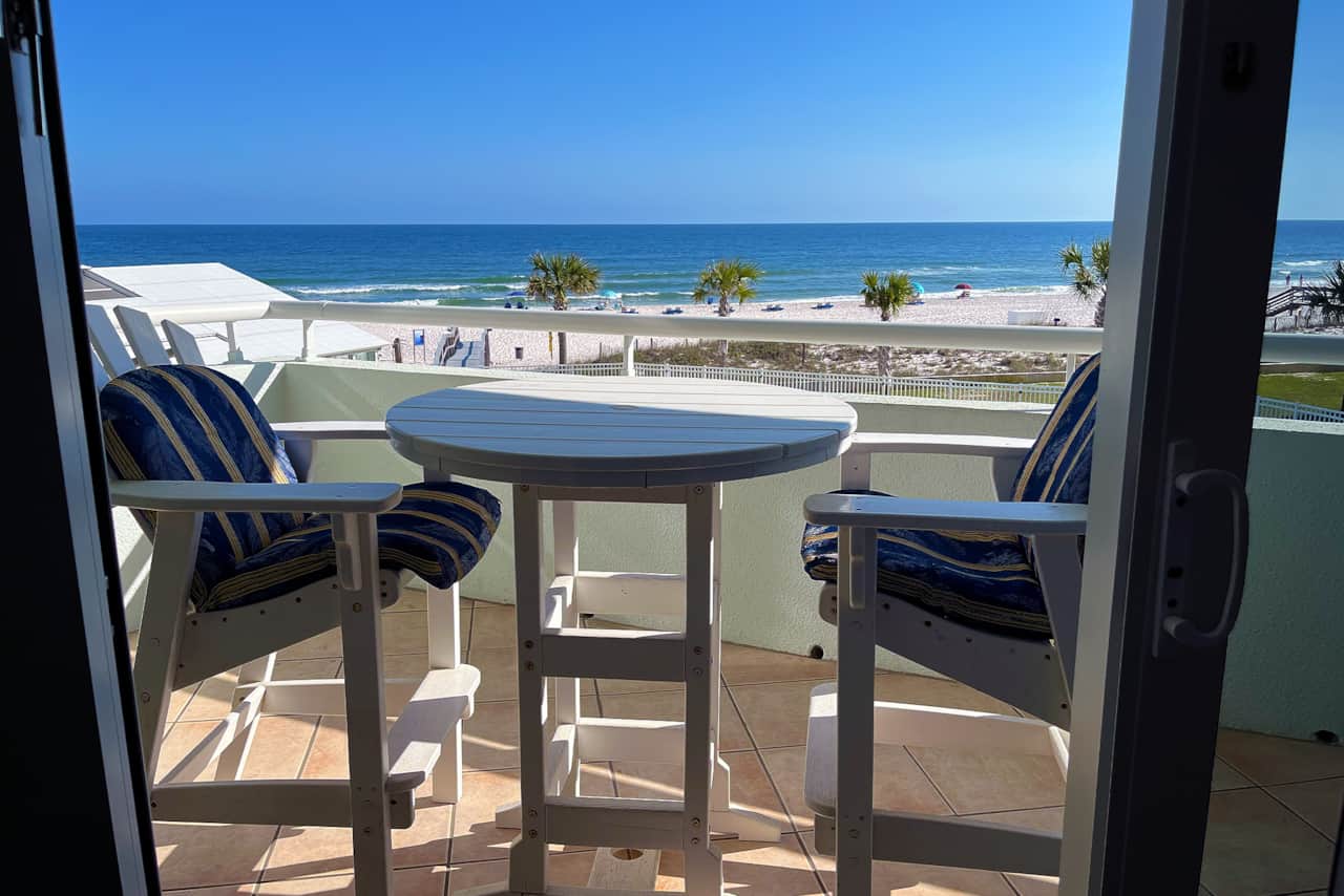 Balcony seating with Beachfront View at Perdido Sun Unit 210