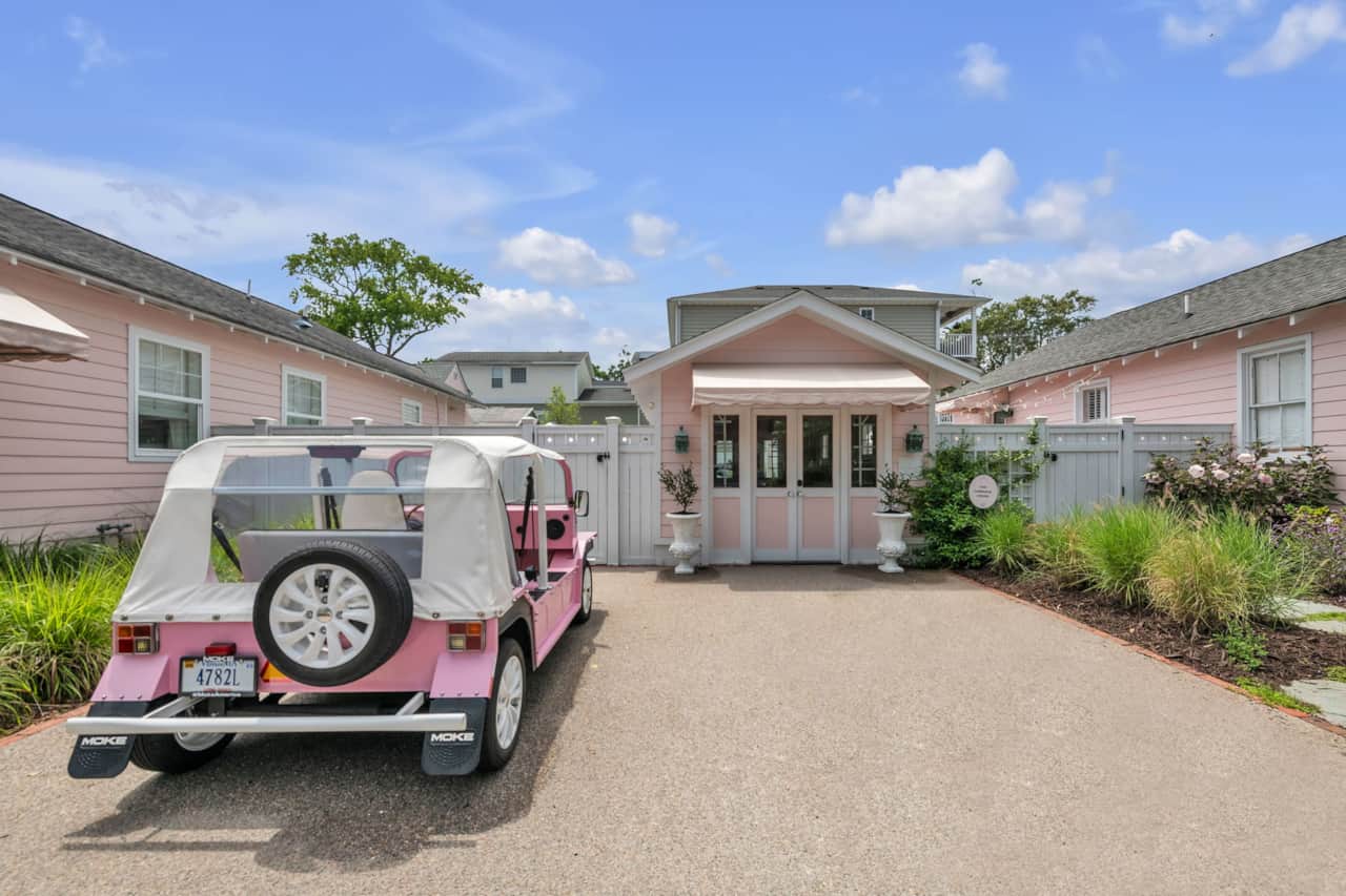 Front of Home with Gold Cart