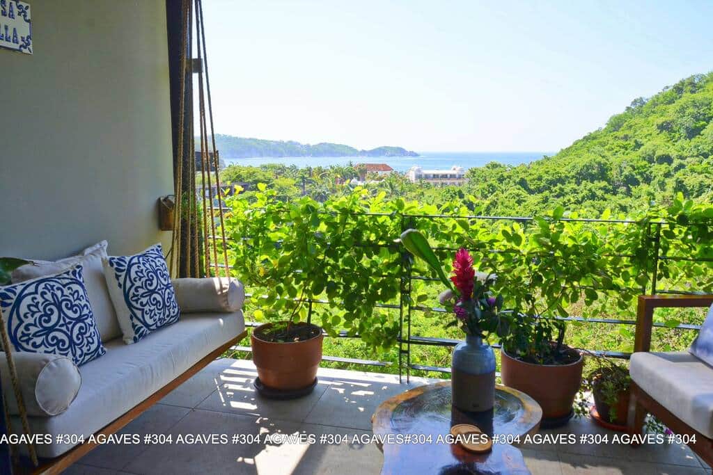 Large terrace beautifully decorated with ocean views