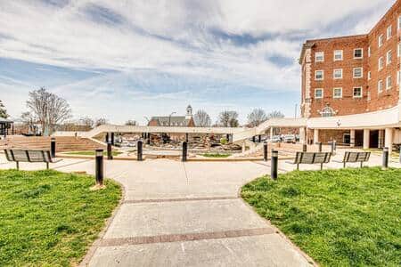 Winston Square Park adjacent to YMCA Building