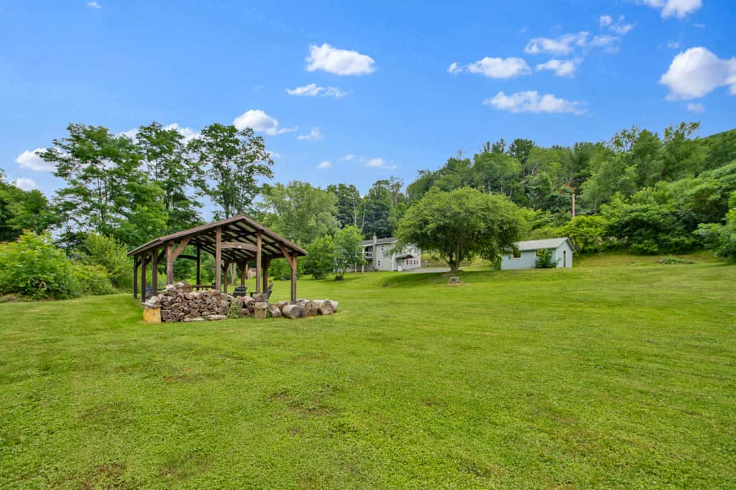 Creekside pavilion and firepit 