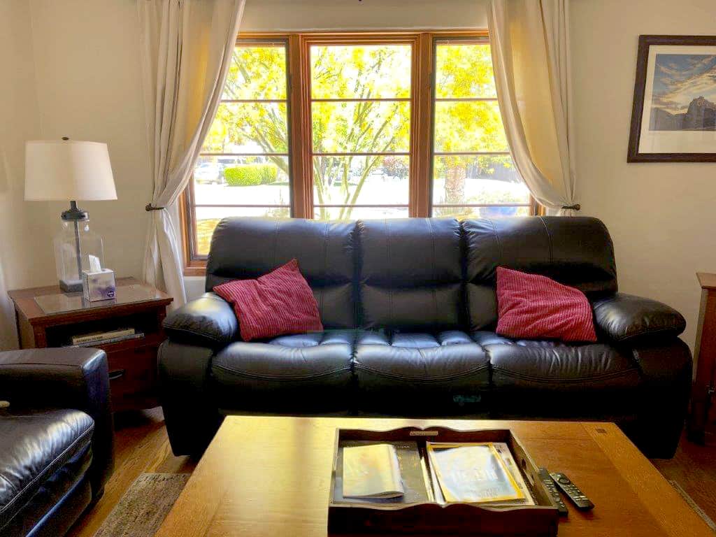Sink into this comfortable sofa and watch a movie.