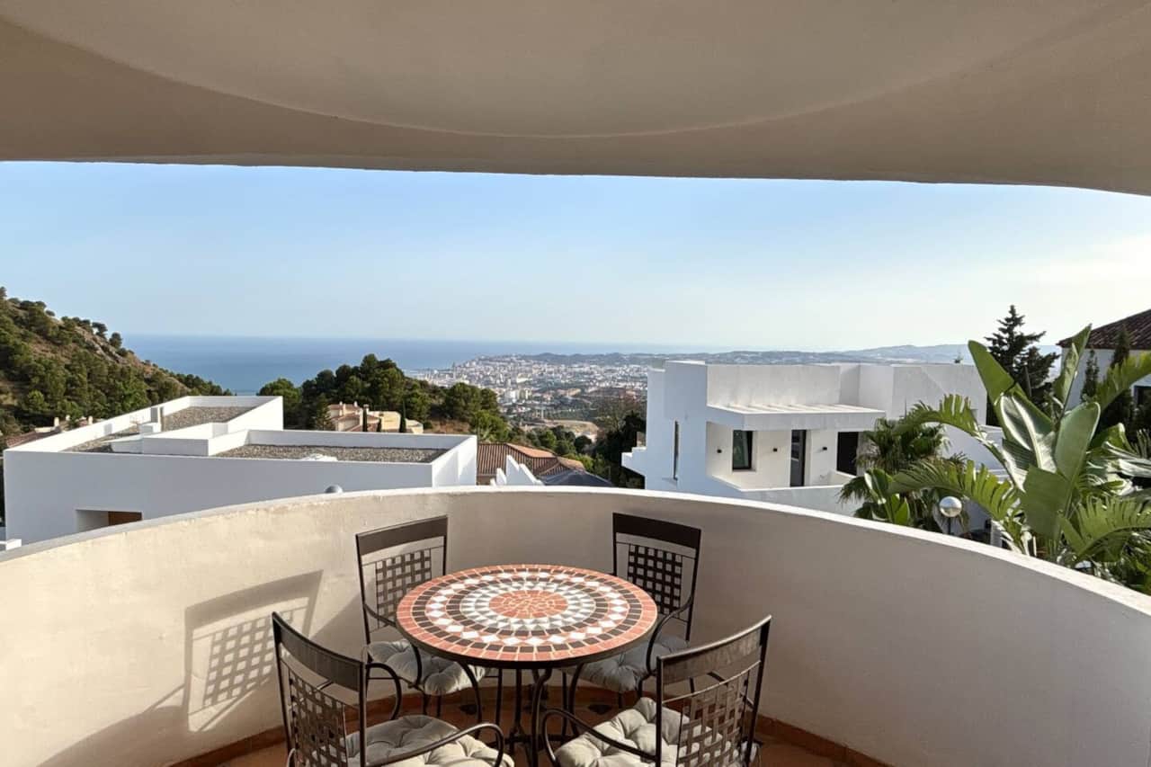 Panoramic sea views stretching across the Costa del Sol coastline.