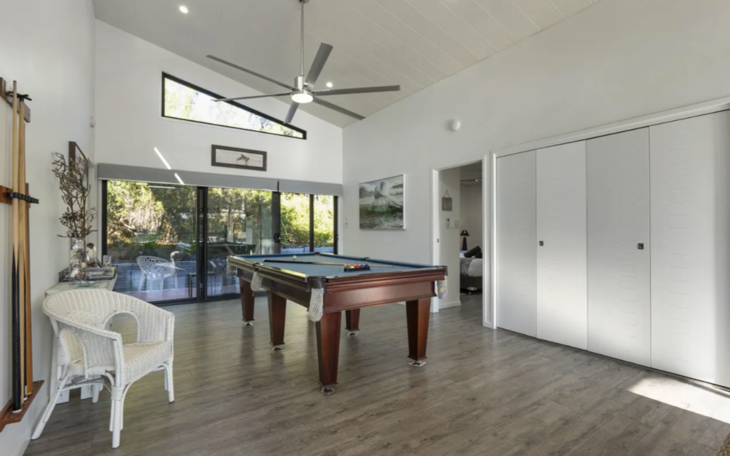 Open plan pool table / living room Open plan pool table / living room