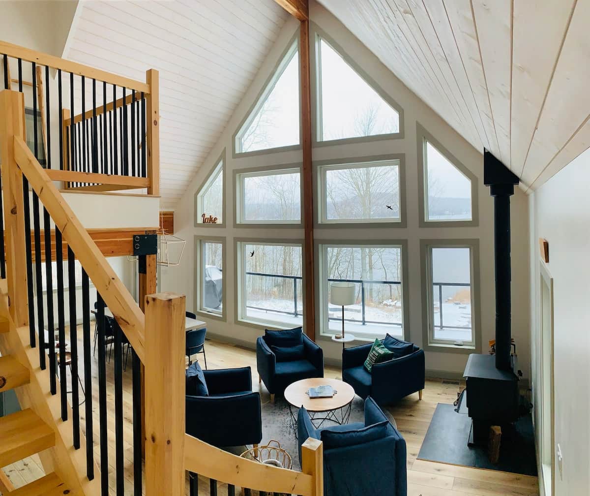 Main living area overlooking Maple Lake