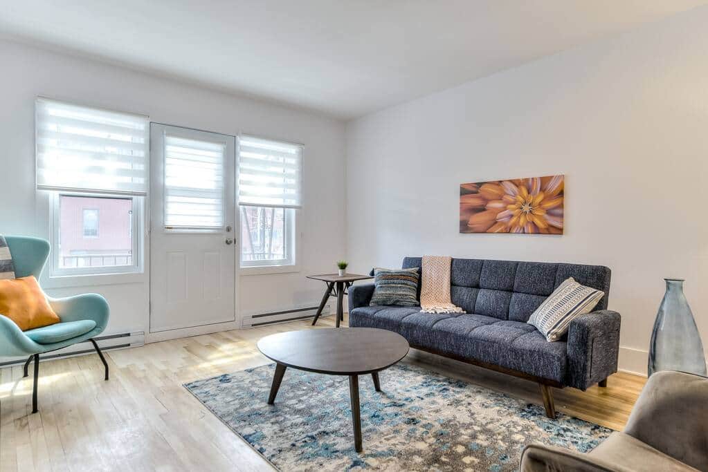 Living room with sofa bed and terrace Living room with sofa bed and terrace