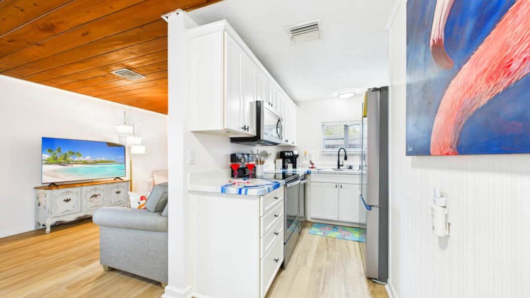 Our newly remodeled kitchen has plenty of space to make a meal.