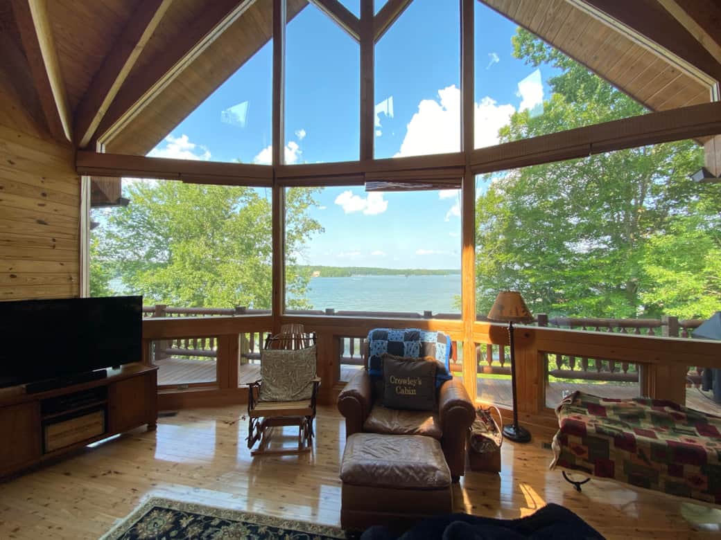 Waterfront Lake Anna View from inside the Luxury Log Home