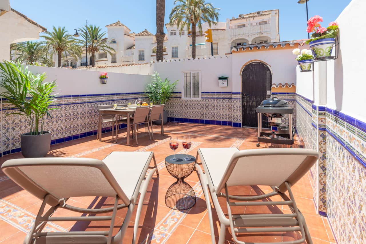 Sunny patio, loungers