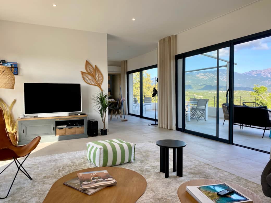 Living room with mountain view