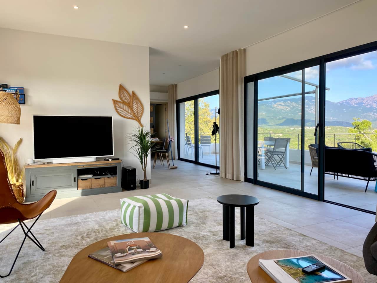 Living room with mountain view
