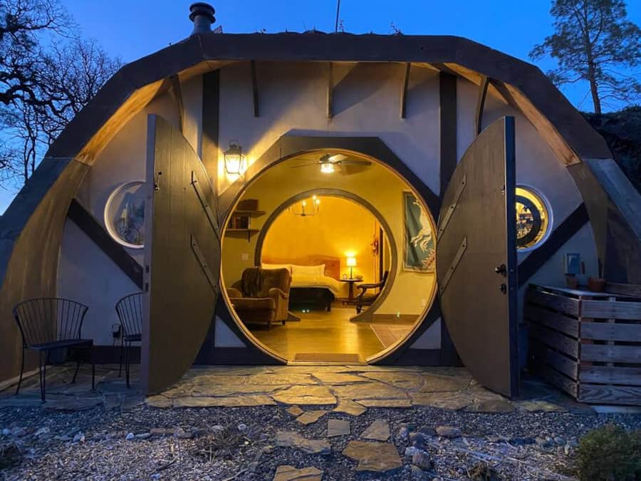 Luxurious hobbit hole red door