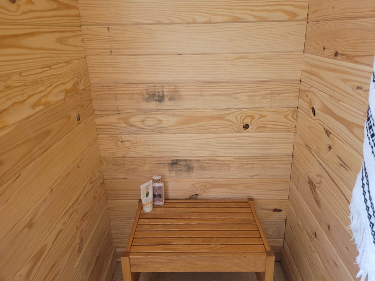 Camp shower dressing area