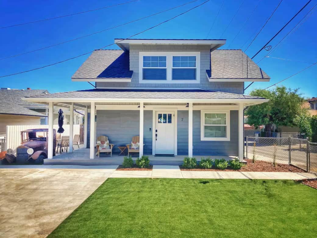 This 1910 home has been completely restored from the ground (literally) up. Pet-friendly faux grass!