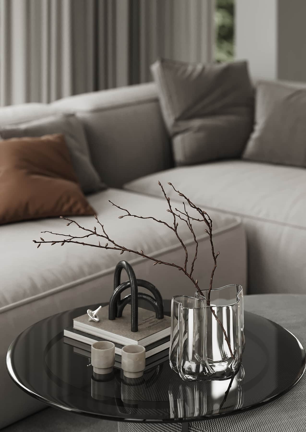 Detail of the design coffee table in the living area of AZULIS Athos villa in Golfo Aranci, by RENTAL12