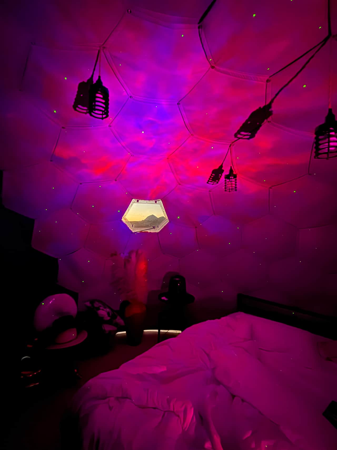 Nebula star projector inside Space Pod 002's dome